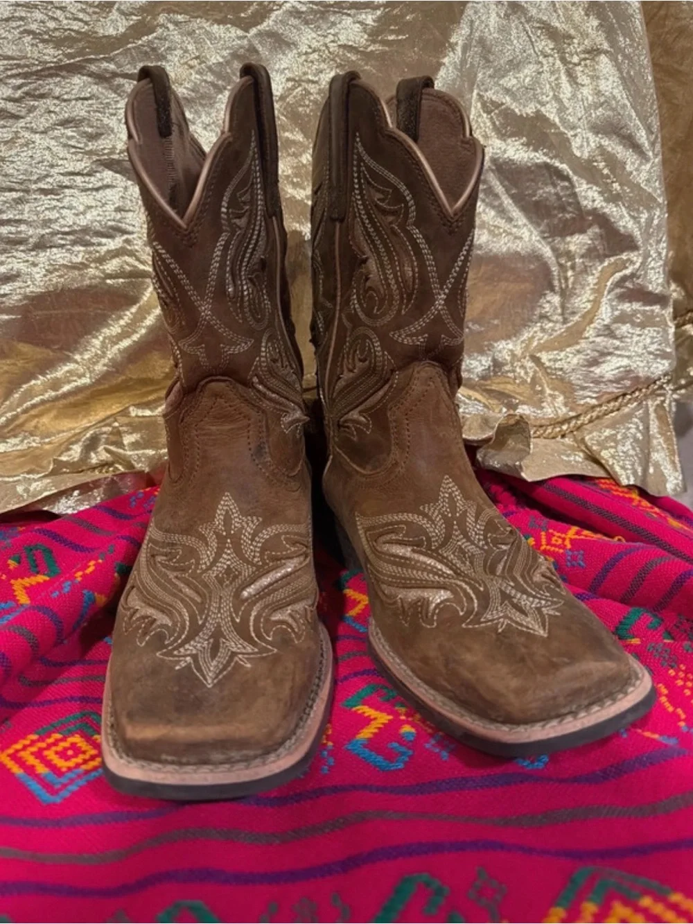 Ariat Gold/Brown Girls Western Heeled Boots